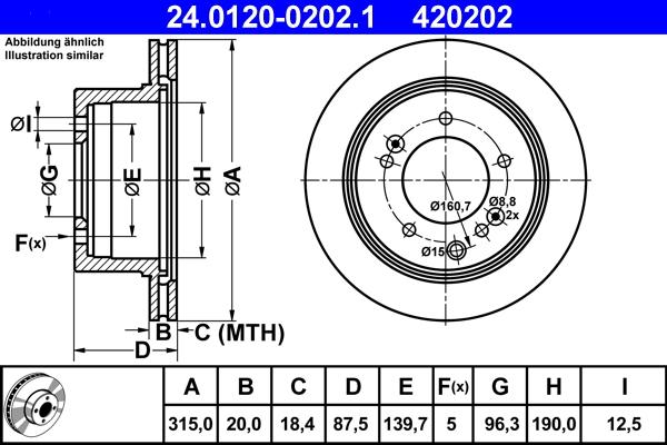 ATE 24.0120-0202.1 - Disco de freno www.parts5.com