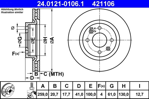 ATE 24.0121-0106.1 - Tarcza hamulcowa www.parts5.com