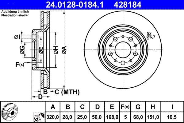 ATE 24.0128-0184.1 - Disc frana www.parts5.com