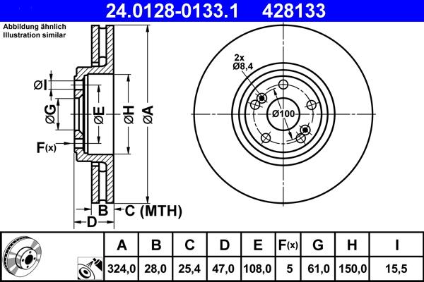 ATE 24.0128-0133.1 - Тормозной диск www.parts5.com