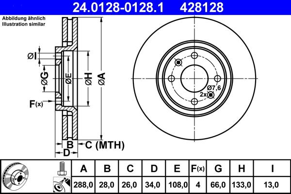 ATE 24.0128-0128.1 - Brake Disc parts5.com