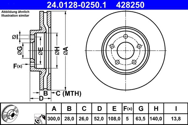 ATE 24.0128-0250.1 - Brzdový kotouč www.parts5.com