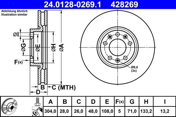 ATE 24.0128-0269.1 - Disc frana www.parts5.com