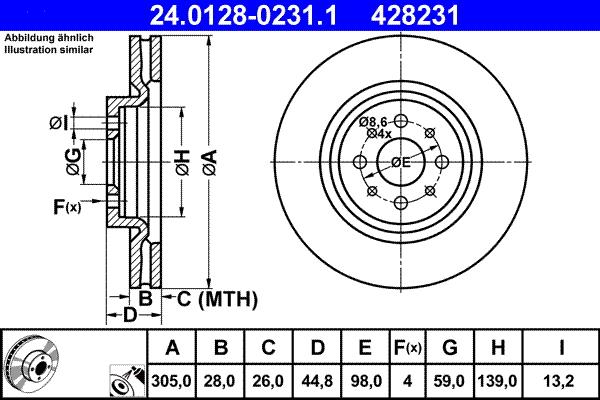 ATE 24.0128-0231.1 - Disc frana www.parts5.com