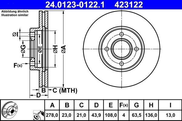 ATE 24.0123-0122.1 - Disc frana www.parts5.com