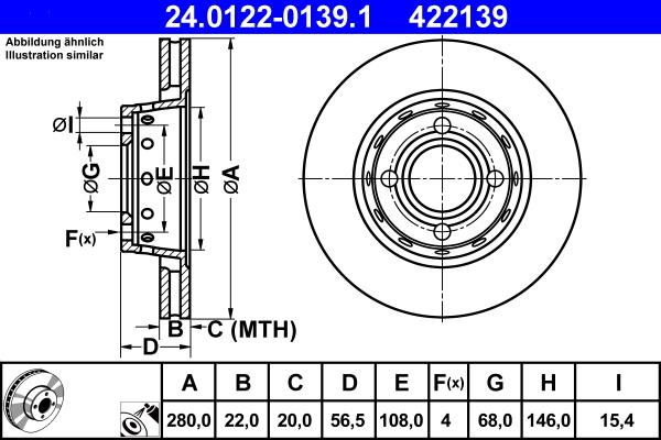 ATE 24.0122-0139.1 - Тормозной диск www.parts5.com