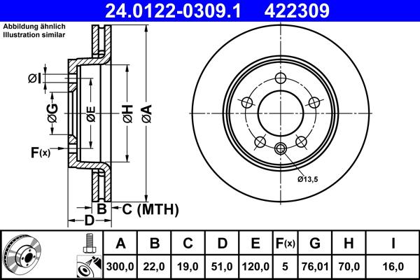 ATE 24.0122-0309.1 - Brake Disc www.parts5.com