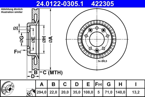 ATE 24.0122-0305.1 - Brake Disc www.parts5.com