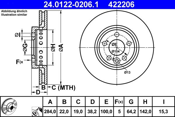 ATE 24.0122-0206.1 - Disc frana www.parts5.com