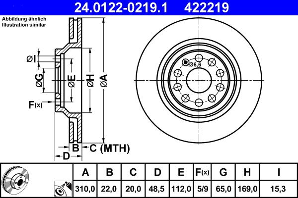 ATE 24.0122-0219.1 - Disc frana www.parts5.com