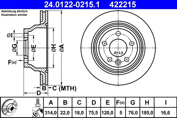 ATE 24.0122-0215.1 - Disc frana www.parts5.com