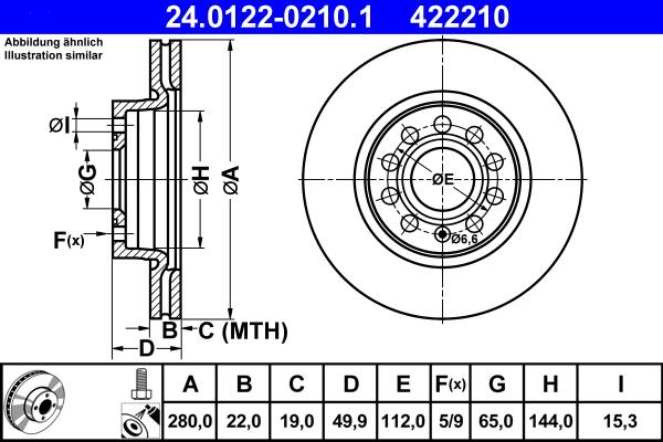 ATE 24.0122-0210.1 - Disc frana www.parts5.com