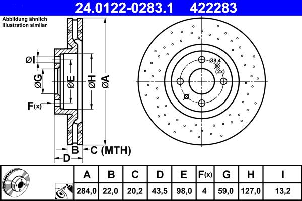 ATE 24.0122-0283.1 - Disc frana www.parts5.com