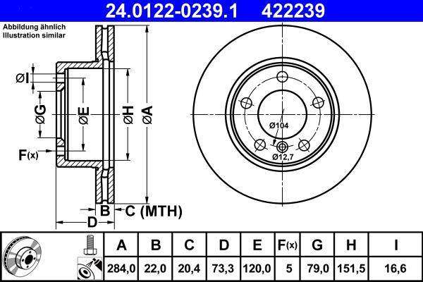 ATE 24.0122-0239.1 - Disc frana www.parts5.com