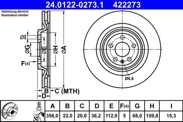 ATE 24.0122-0273.1 - Disc frana www.parts5.com