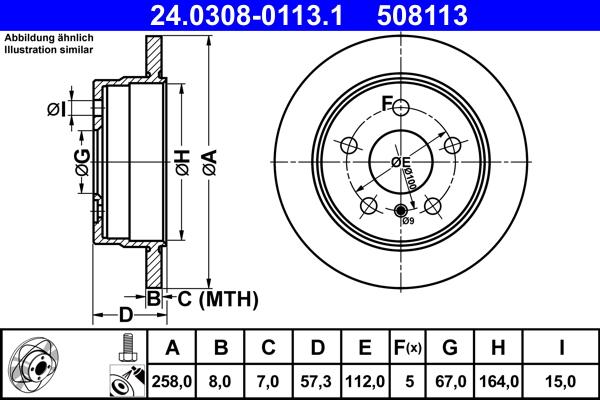 ATE 24.0308-0113.1 - Δισκόπλακα www.parts5.com