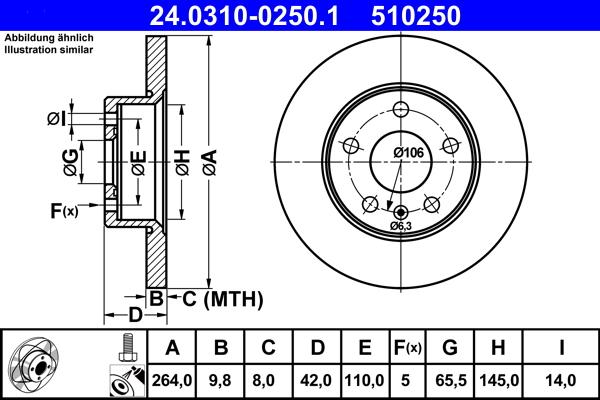 ATE 24.0310-0250.1 - Disc frana www.parts5.com