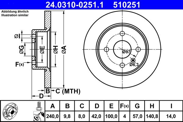 ATE 24.0310-0251.1 - Disco de freno www.parts5.com