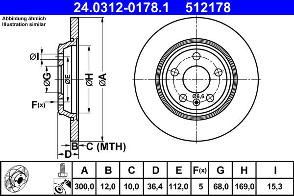 ATE 24.0312-0178.1 - Disco de freno www.parts5.com