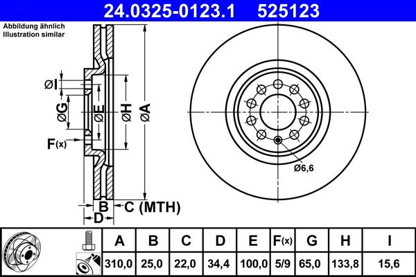 ATE 24.0325-0123.1 - Kočioni disk www.parts5.com