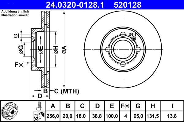 ATE 24.0320-0128.1 - Disc frana www.parts5.com