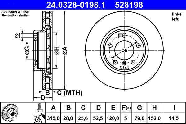 ATE 24.0328-0198.1 - Disc frana www.parts5.com