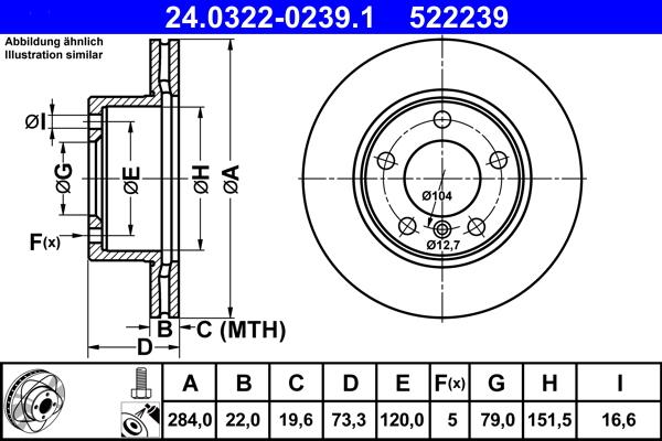 ATE 24.0322-0239.1 - Disc frana www.parts5.com