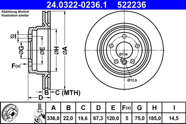 ATE 24.0322-0236.1 - Disco de freno www.parts5.com