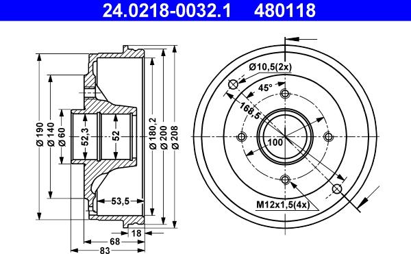 ATE 24.0218-0032.1 - Bęben hamulcowy www.parts5.com