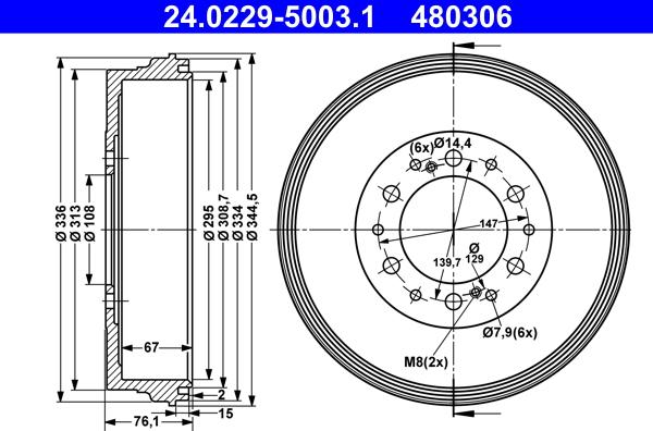 ATE 24.0229-5003.1 - Fren kampanası www.parts5.com