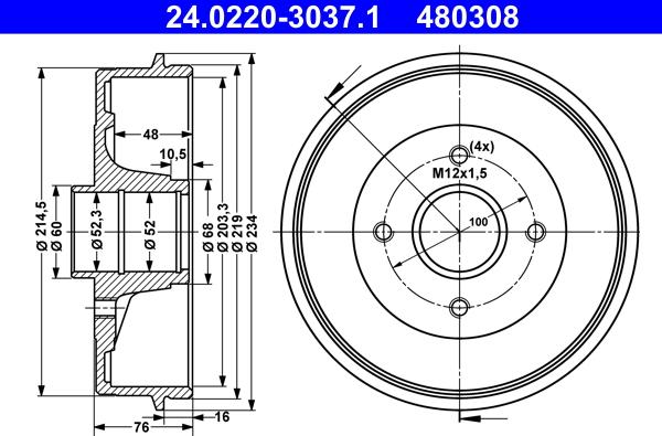 ATE 24.0220-3037.1 - Ταμπούρο www.parts5.com