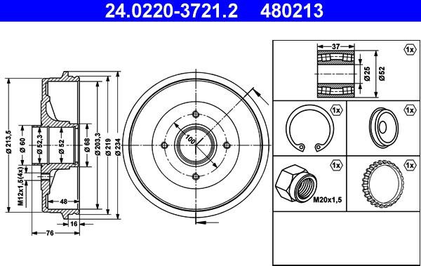 ATE 24.0220-3721.2 - Тормозной барабан www.parts5.com