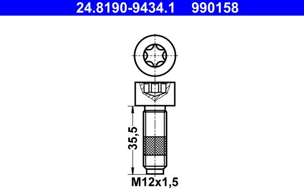 ATE 24.8190-9434.1 - Bolt, brake disc www.parts5.com