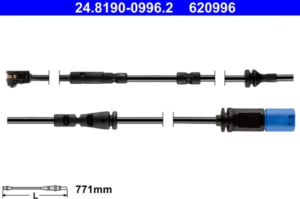 ATE 24.8190-0996.2 - Warning Contact, brake pad wear parts5.com