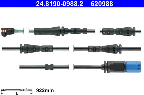 ATE 24.8190-0988.2 - Warning Contact, brake pad wear www.parts5.com