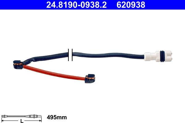 ATE 24.8190-0938.2 - Warning Contact, brake pad wear parts5.com