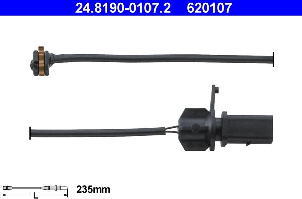 ATE 24.8190-0107.2 - Senzor de avertizare,uzura placute de frana parts5.com