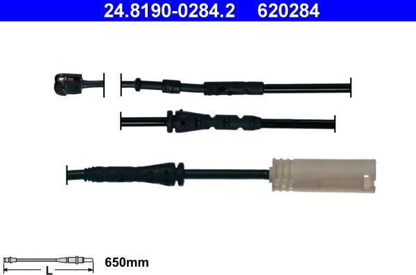 ATE 24.8190-0284.2 - Warning Contact, brake pad wear parts5.com