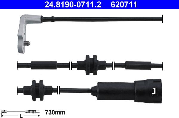 ATE 24.8190-0711.2 - Styk ostrzegawczy, zużycie okładzin hamulcowych www.parts5.com