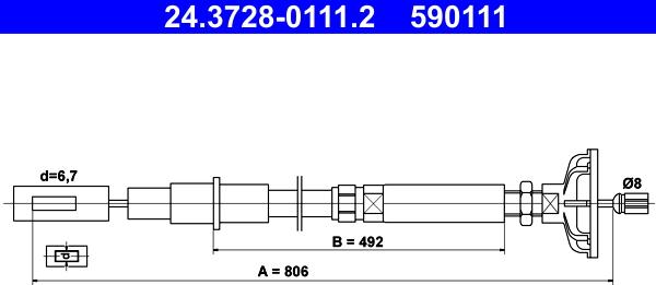 ATE 24.3728-0111.2 - Cable de accionamiento, accionamiento del embrague www.parts5.com