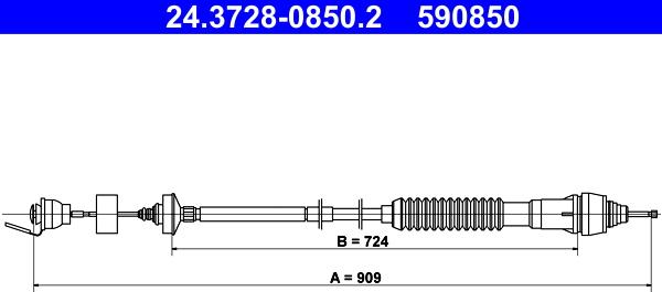 ATE 24.3728-0850.2 - Cable de accionamiento, accionamiento del embrague www.parts5.com