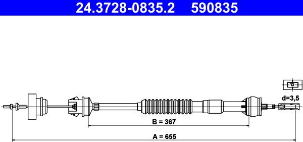 ATE 24.3728-0835.2 - Huzal, kuplungműködtetés www.parts5.com