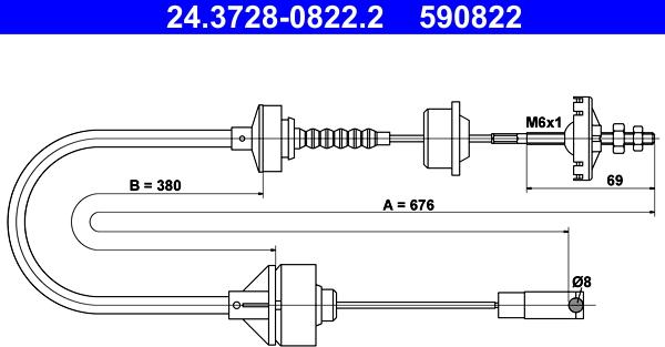 ATE 24.3728-0822.2 - Tirette à câble, commande d'embrayage www.parts5.com