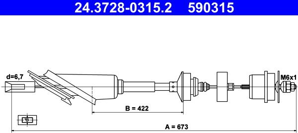 ATE 24.3728-0315.2 - Cable de accionamiento, accionamiento del embrague www.parts5.com