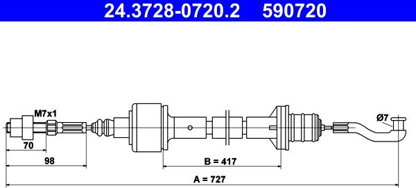 ATE 24.3728-0720.2 - Clutch Cable www.parts5.com