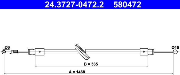 ATE 24.3727-0472.2 - Cable de accionamiento, freno de estacionamiento www.parts5.com