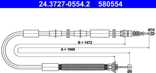 ATE 24.3727-0554.2 - Cable de accionamiento, freno de estacionamiento www.parts5.com