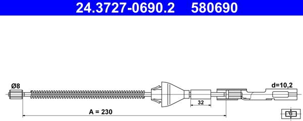 ATE 24.3727-0690.2 - Cable, parking brake www.parts5.com