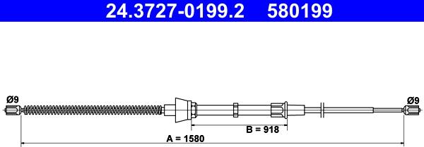 ATE 24.3727-0199.2 - Cable de accionamiento, freno de estacionamiento www.parts5.com