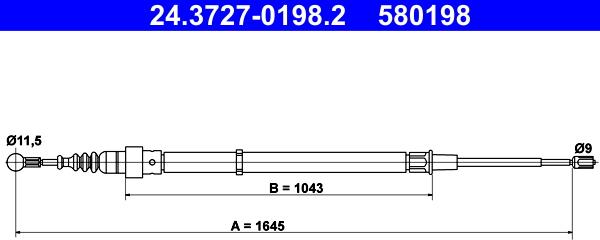 ATE 24.3727-0198.2 - Cable de accionamiento, freno de estacionamiento www.parts5.com